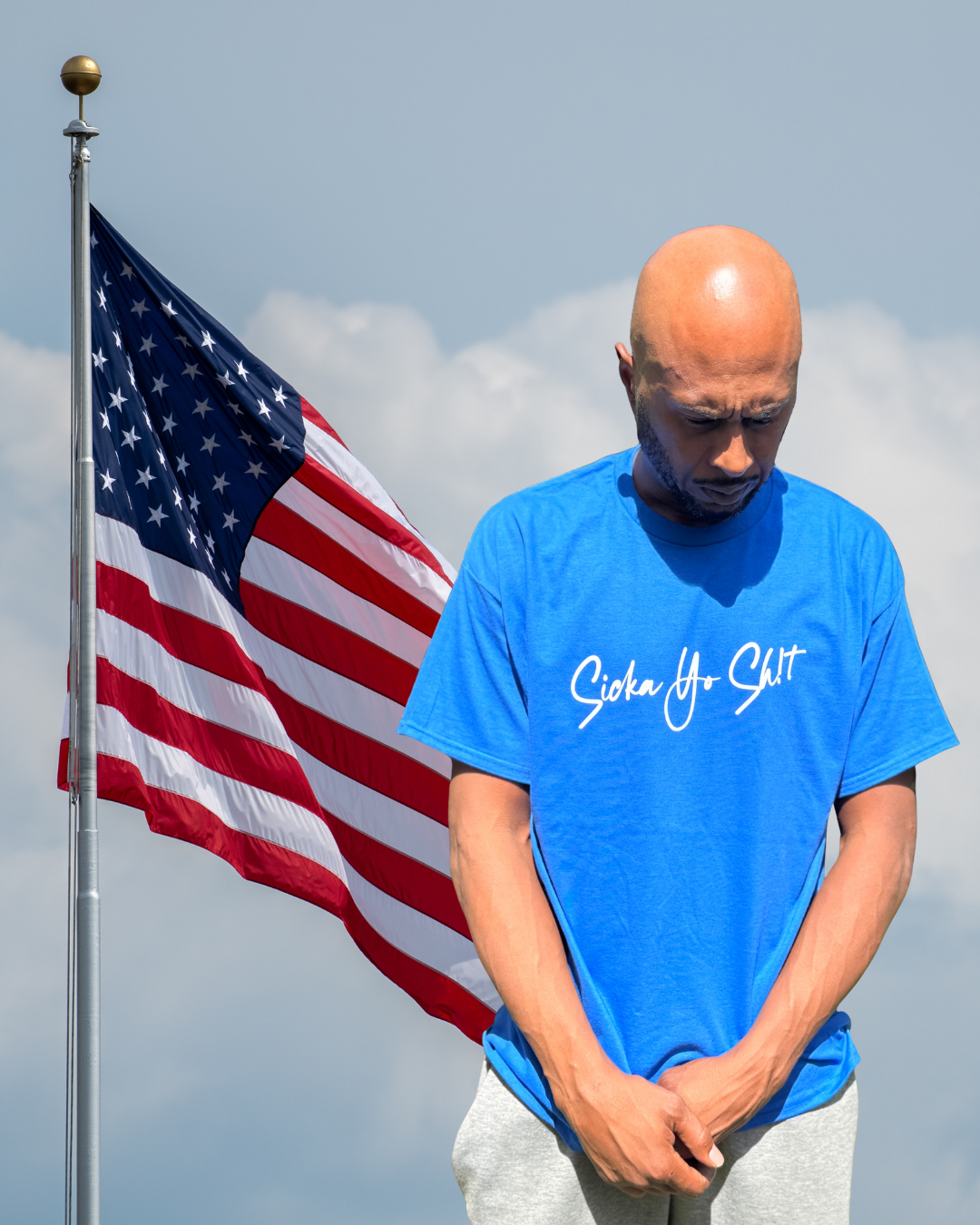 Male Model in Blue Sicka Yo Sh!t Tee