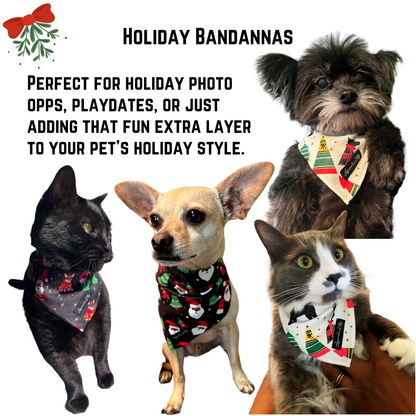 One-Sided Pet Bandanna (Holiday-Santa Puppy)