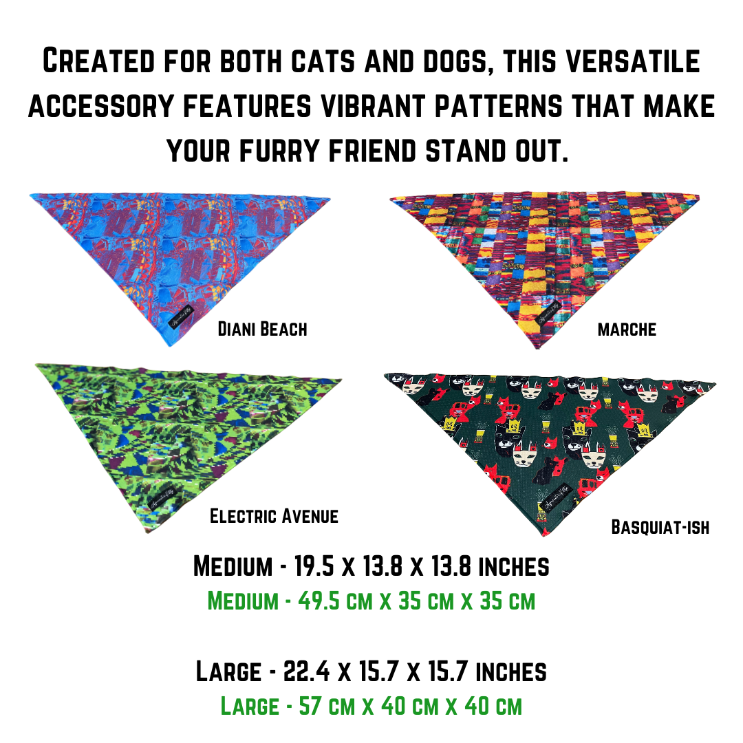 One-Sided Pet Bandanna (Basquiat-ish)