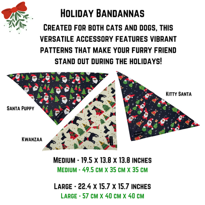 One-Sided Pet Bandanna (Holiday-Santa Puppy)