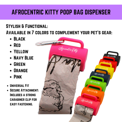 Afrocentric Kitty Poop Bag Dispenser with Carabiner