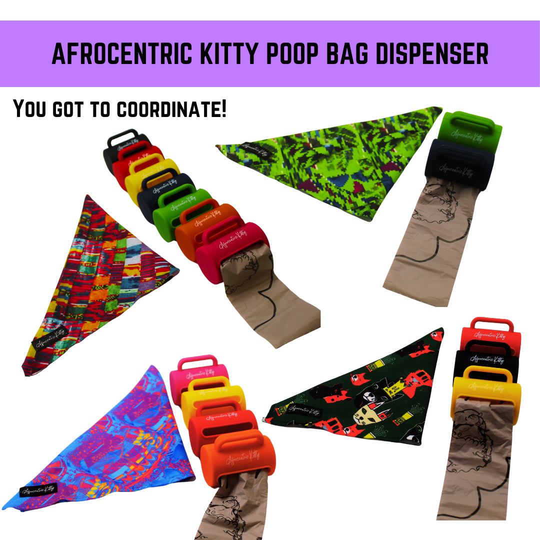 Afrocentric Kitty Poop Bag Dispenser with Carabiner