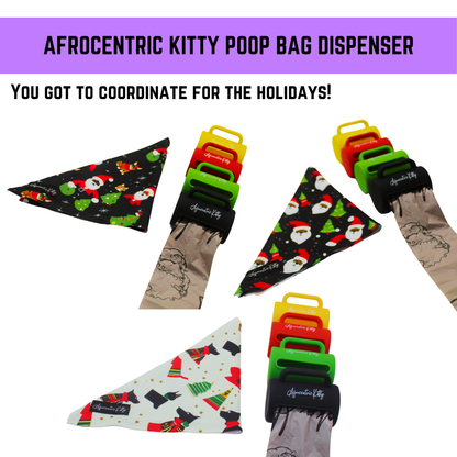 Afrocentric Kitty Poop Bag Dispenser with Carabiner